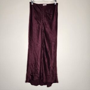 Silk Laundry Burgundy Button Maxi Skirt S